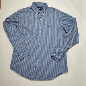 Ralph Lauren Men's Blue & White Long Sleeve Striped, Dress Shirt, Size Large